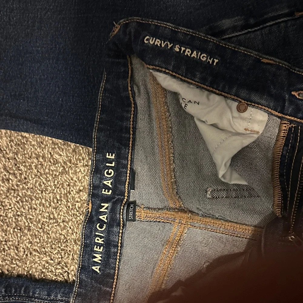 American Eagle Outfitters Dark Indigo Straight Leg Jeans - Picture 2 of 3